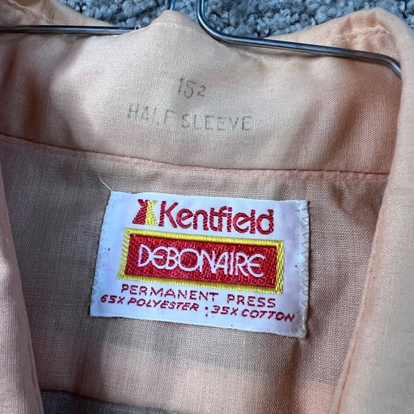 Vintage Kentfeild Debonaire Peach Short Sleeve Button up ADULT - Picture 3 of 3